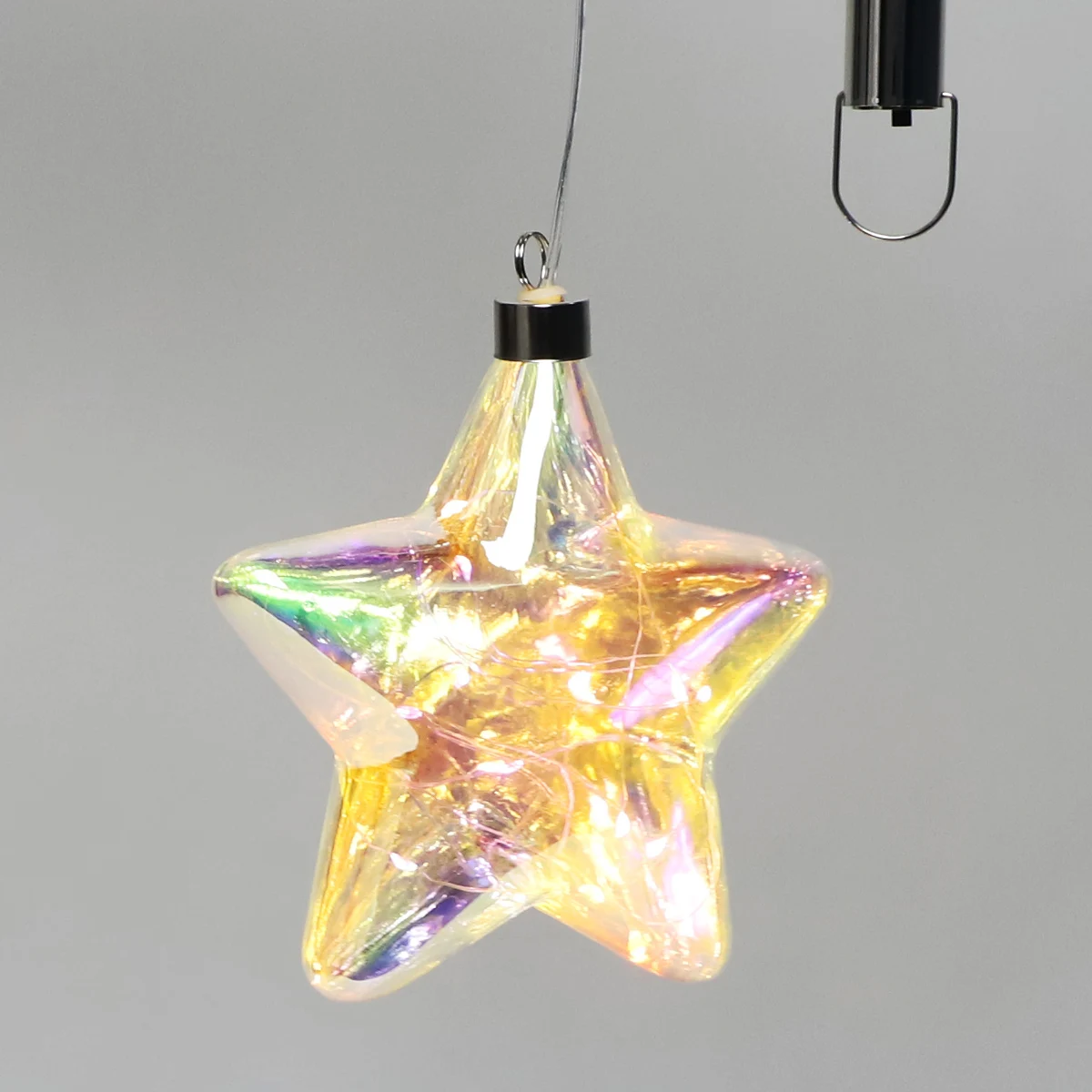 Good Quality Glass Star Ornaments Led Lights Glass Hanging Ornament Christmas Decorate Light