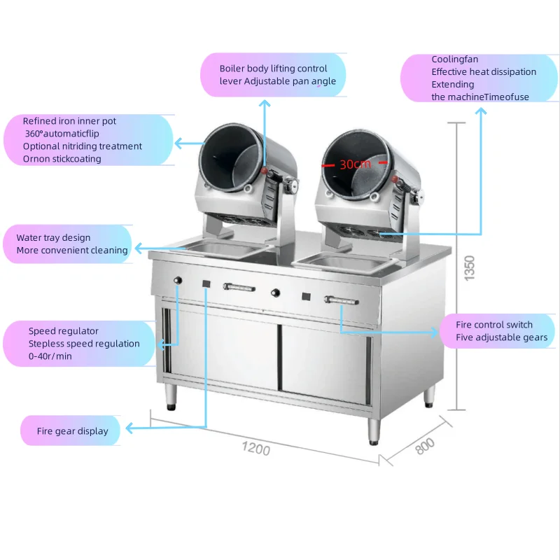 Commercial Intelligent Electric Automatic Cooking Machine Food Stir Fry Wok Robot Stir Cooker Fried Rice Cooking Machine 220V