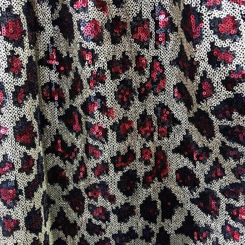 Shiny High Quality Polyester Material Two Color Sequin Lace Fabric Heavy Two Tone Leopard Print Sequin Fabric for Fashion