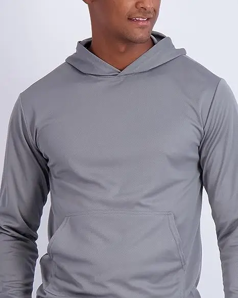 JL0826E Men’s Mesh Long Sleeve Athletic Pullover Hoodie Sweatshirt Pockets UPF 50 Long Sleeve Shirt Customized Hoodies