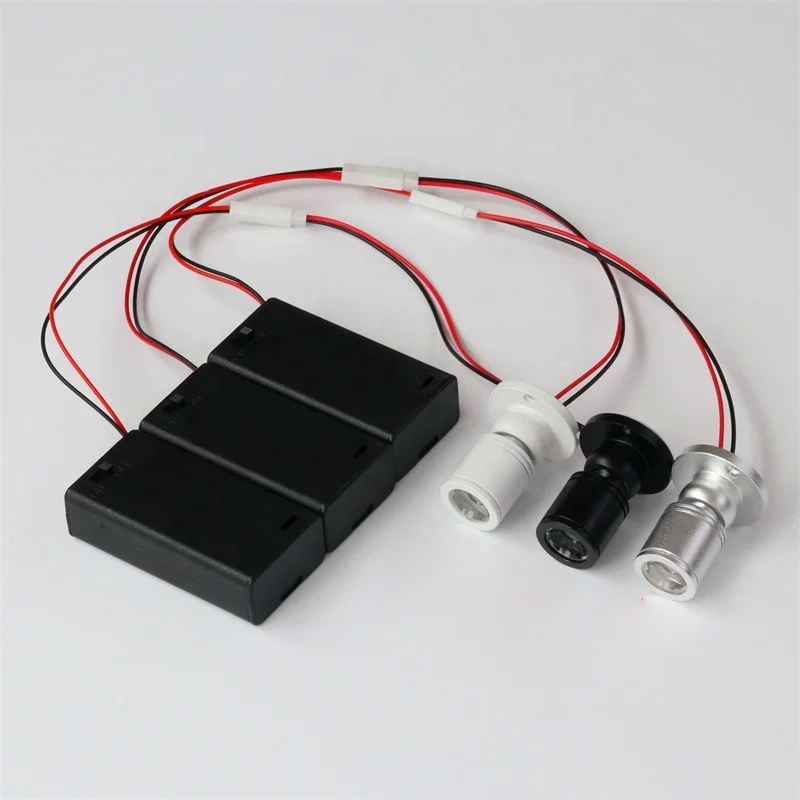 New AA Battery Operated Mini Led Spot Lamp 3V DIY 1W Cabinet Spotlight Warm White LED Downlight for Jewelry Show Display Counter
