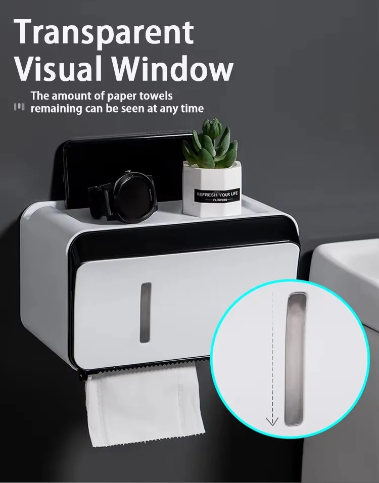 High Quality Modern Wall Mounted Plastic Paper Storage Box Facial Tissue Box Holder supplier