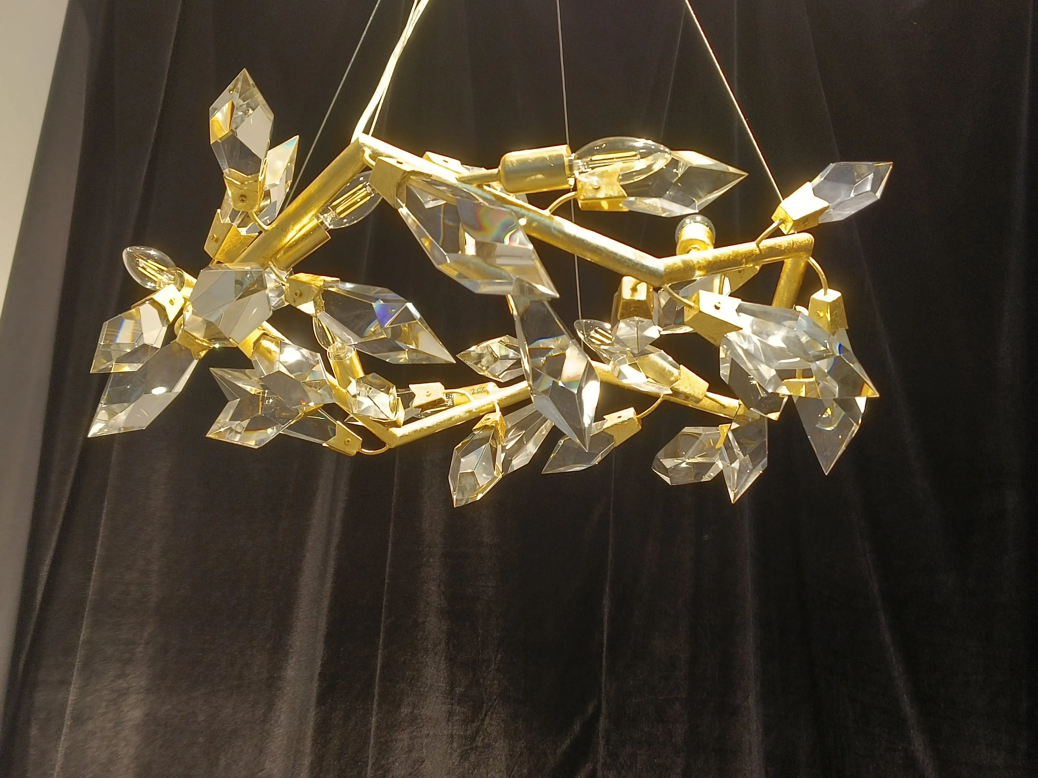 Modern Art Deco Tulip All Crystal Linear Pendant Ceiling Hanging Light ...