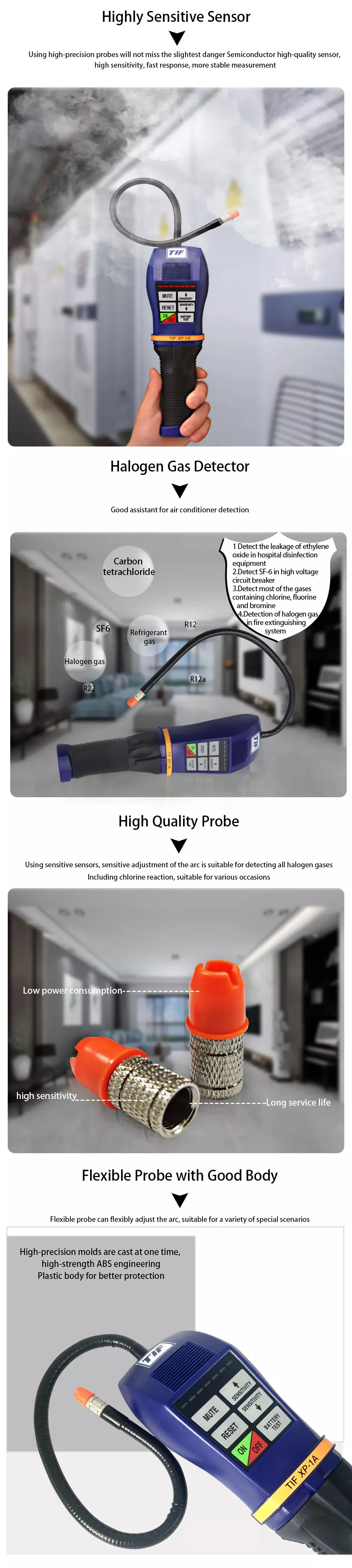 Xp1a Portable Refrigerant Sf6 Gas Leak And Halogen Gas Leak Detector
