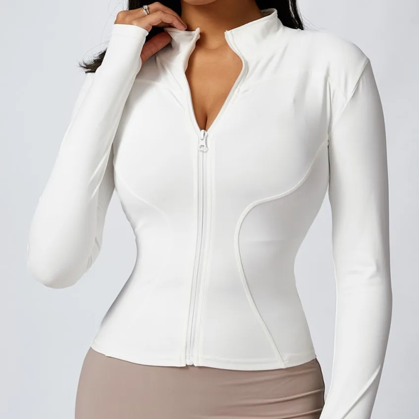 Sports Jacket Seam Zipper Long Sleeve Breathable Quick Dry Yoga Top Suitable for Running
