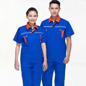 Men's Short-Sleeve Work Suits Breathable & Heat Transfer Printing Resistant Wear Shirts and Pants Set Style