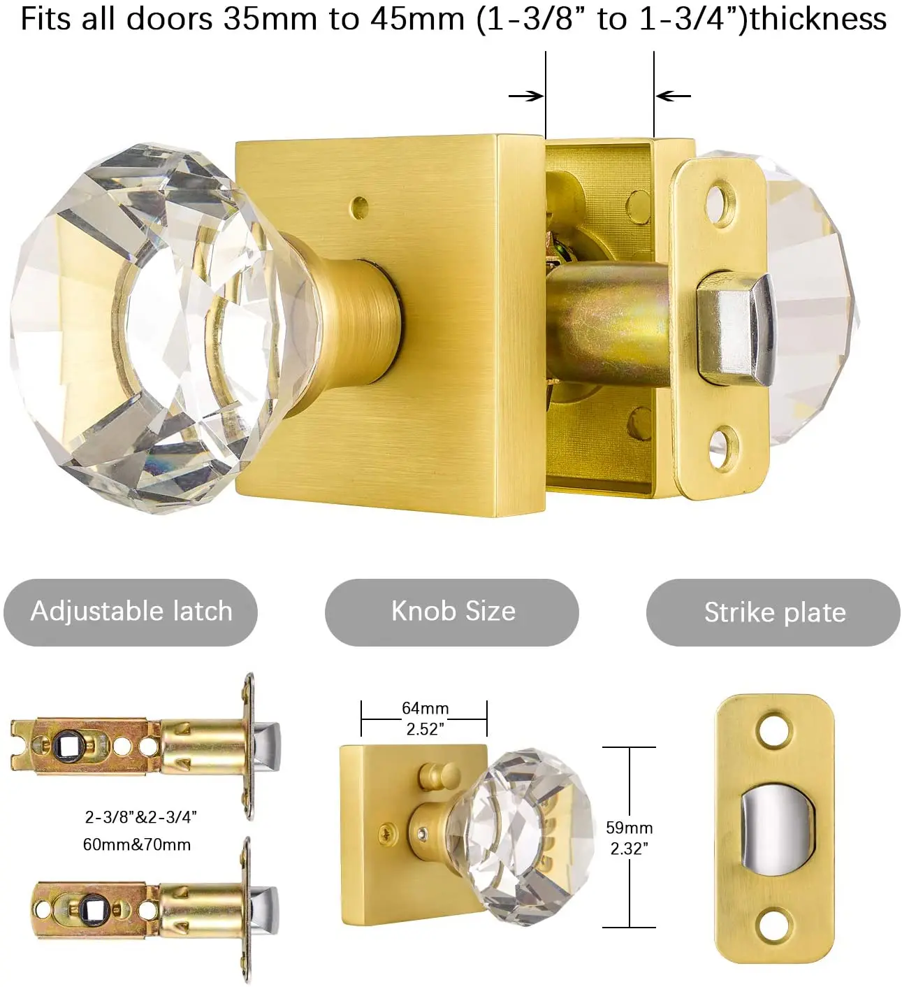 Satin Brass Bedroom And Bathroom Privacy Door Knobs Lock Interior