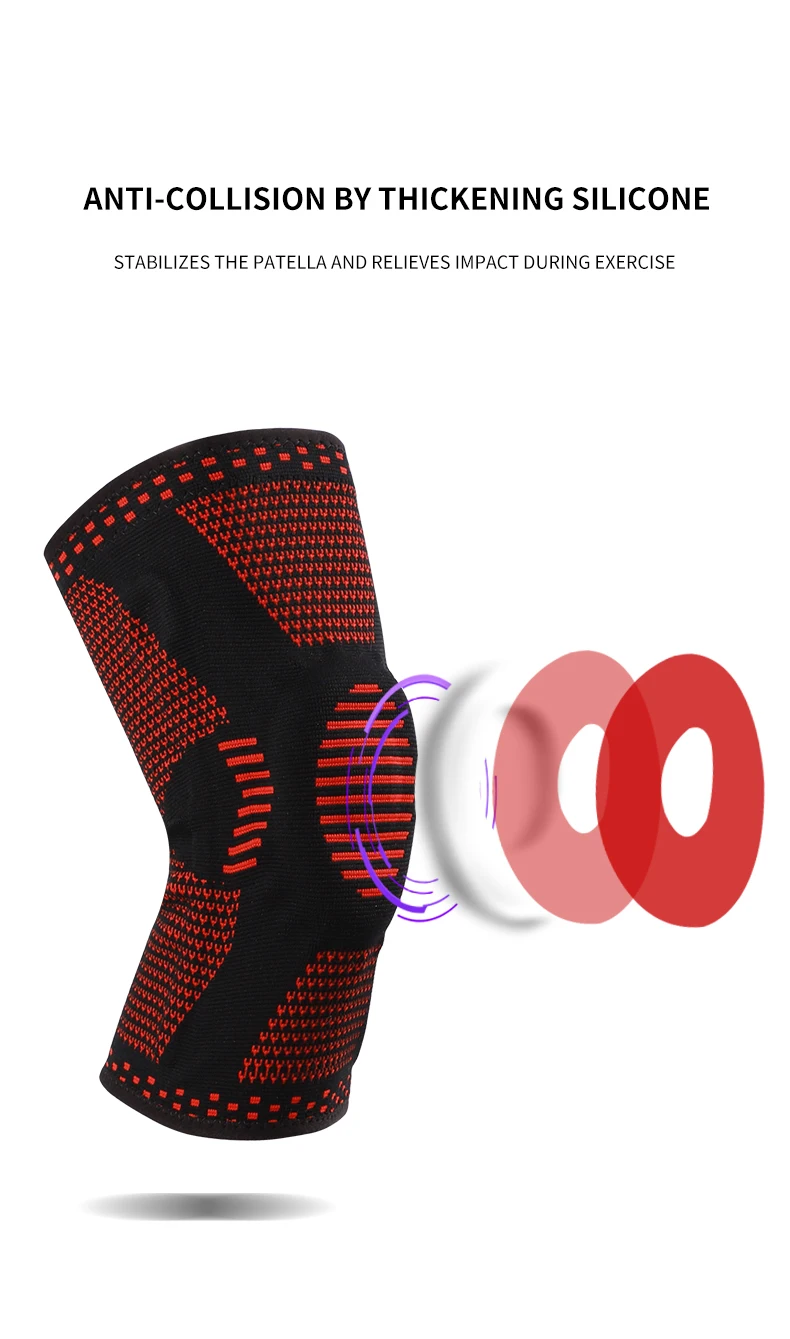 2170 Anti Slip Compression Silicone Knee Brace Support Sleeve With