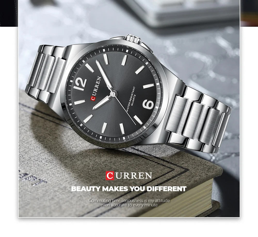 CURREN 8493 Classic Vintage Men's Quartz Watch 42mm Brand Original Wristwatches with Stainless Steel Band Luminous Hands Gift
