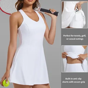 Custom Quick Dry Outdoor 2 Pcs Fitness Tennis Dress Wear Athletic Shorts Dress Golf Clothes Girl Bodysuits Tennis Apparel Women
