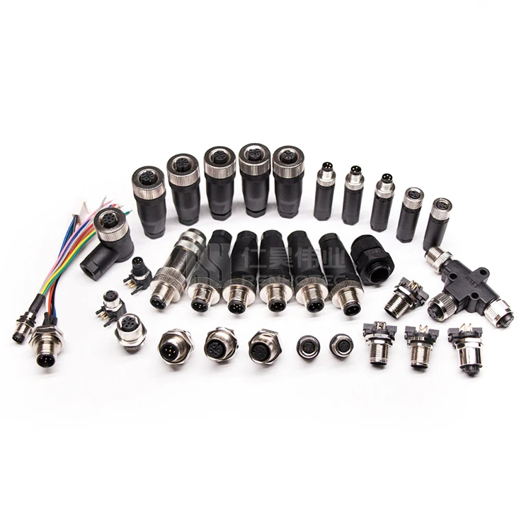 Metal M12 Connector 5 Pin with Shielding IP67 IP68 Industrial Male Female Waterproof Power Screw Straight Cable Sensor Assembly