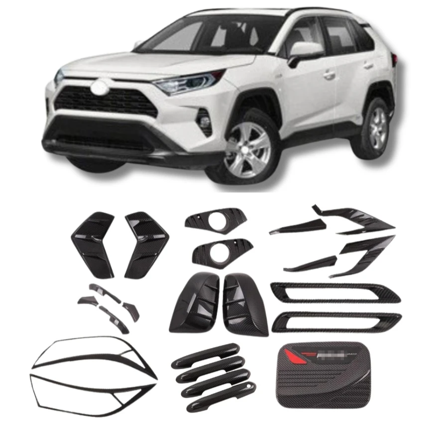 TIYPEOR for Toyota 2019 RAV4 Door Handle Fuel Tank Cover Front Rear Fog Lamp Mirror Cover Modified Body Decorative Parts