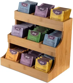 Hot Sale Bamboo Tea Box For Kitchenware Bamboo Tea Box Storage Organizer Taller Size Holds