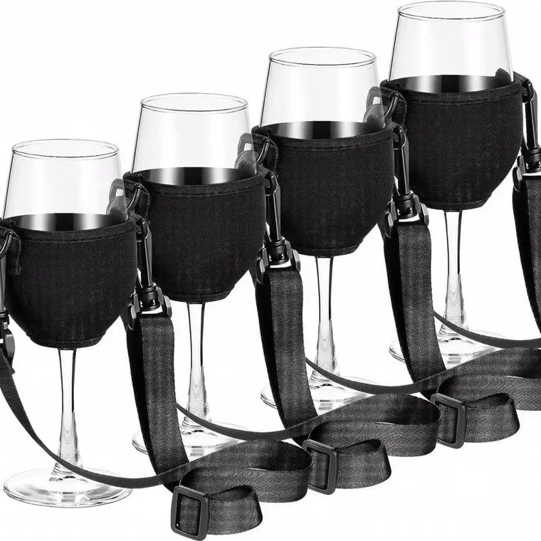 Collier Porte-verre Mains Libres – Longe Noire Pour Verre à Vin Ou Bière, Neuf