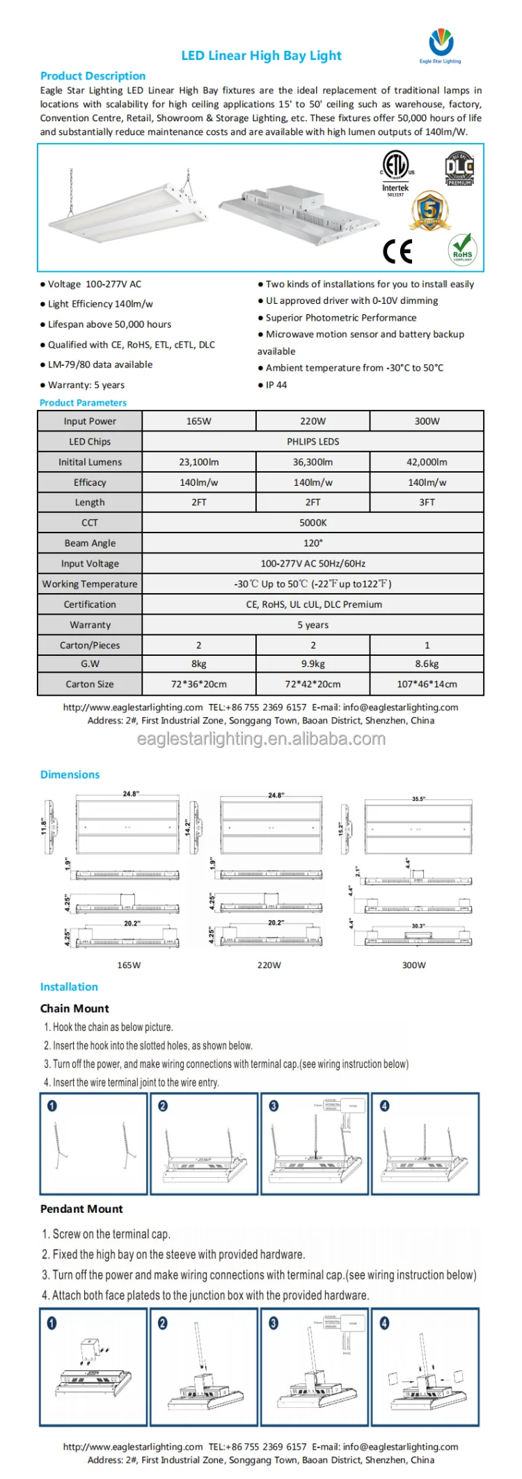 USA Stock Free Shipping zigbee wireless control available high power light led high bay lighting for warehouse church 5000k
