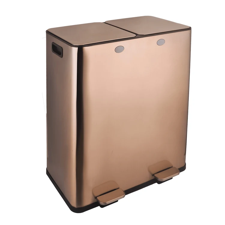 Hot Selling 16 Gallon Air Damper Stainless Steel Trash Can Double