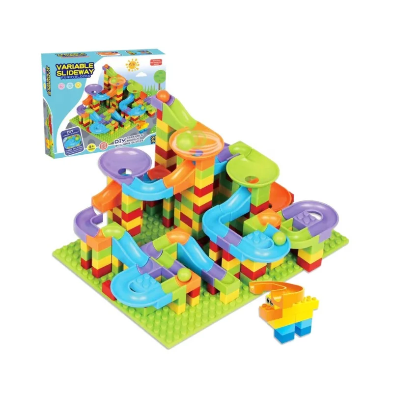 256pcs Stem Mini Marble Run Building Blocks Construction Toy Set Puzzle  Race Track for Kids