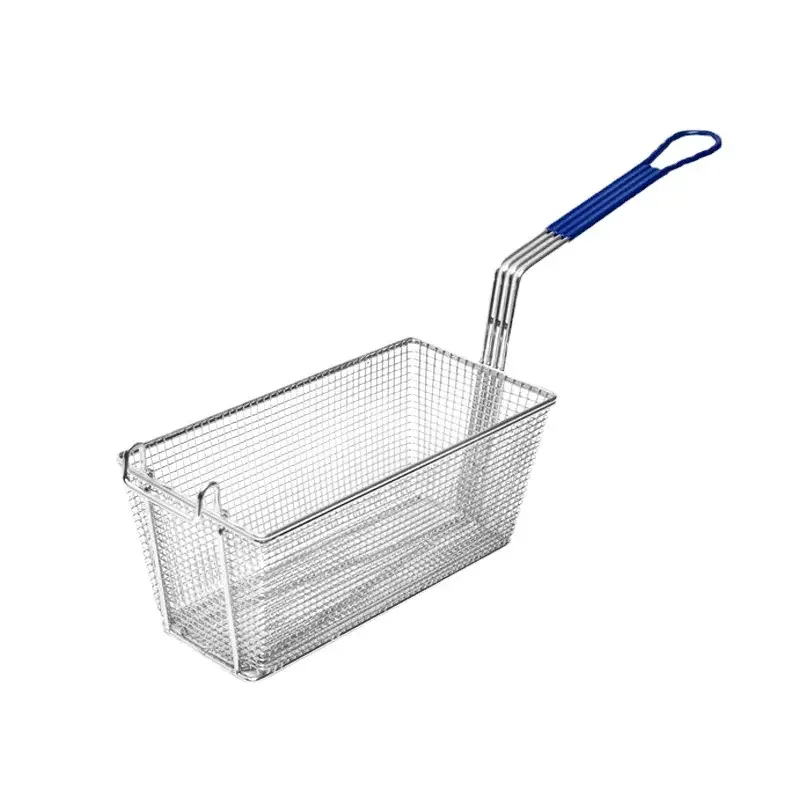 Perforated Strainer Kitchen Accessories Rectangle Fry Chicken Basket Restaurant Stainless Steel KFC French Fries Fryer Basket
