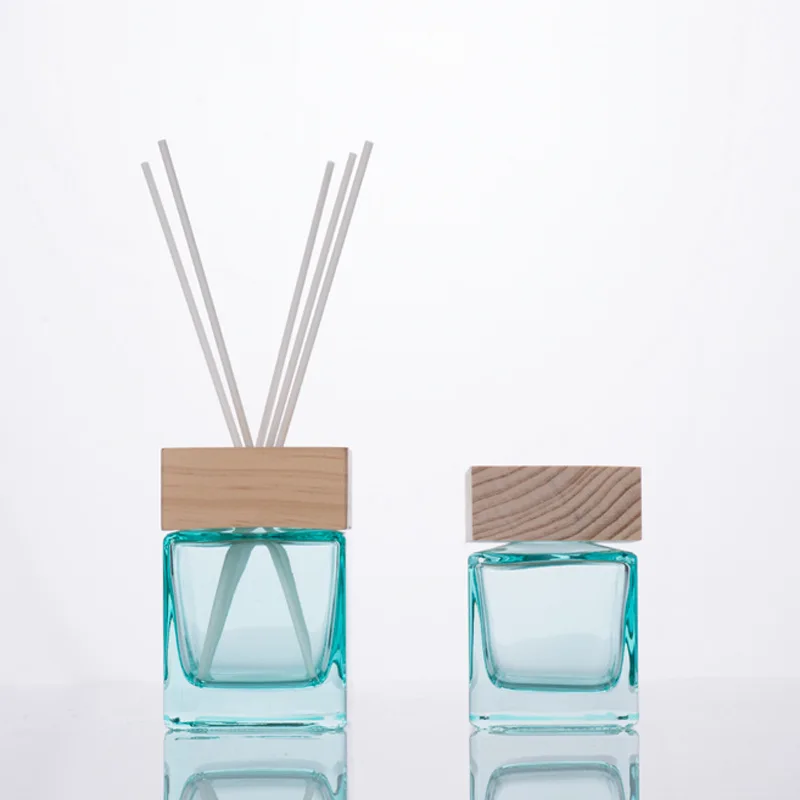 Hjemmedekorasjon Tom Firkantet Reed Diffuser Freshener Parfyme Glass Flaske Aroma Olje Diffuser Flaske