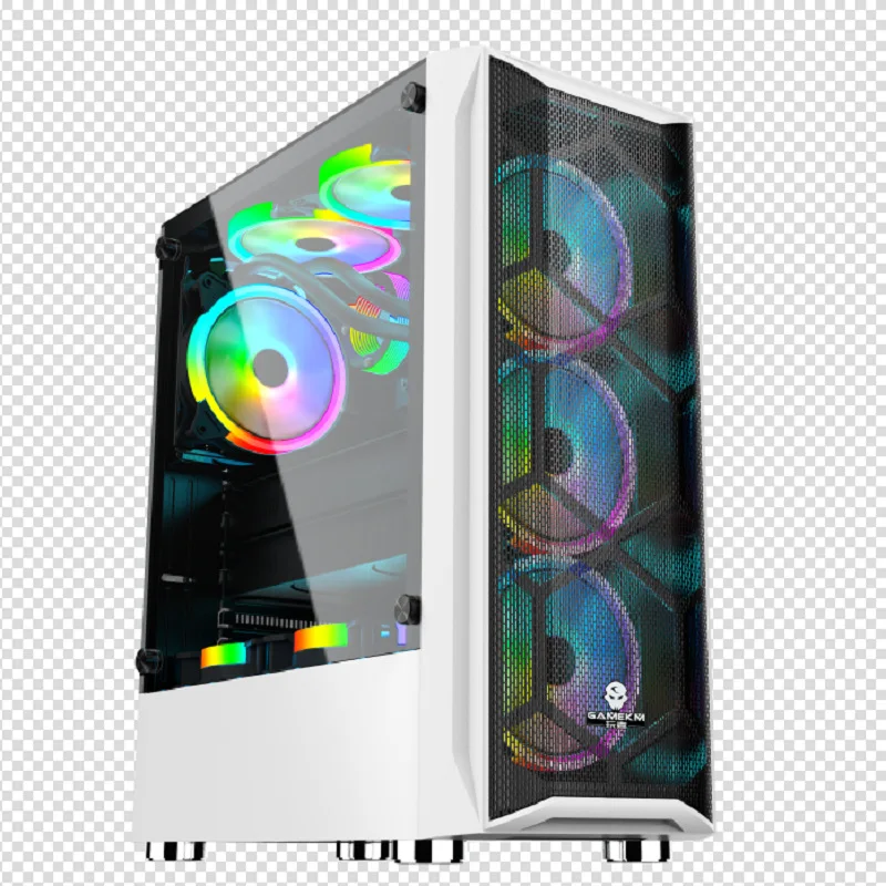 factory outletOdm Cabinet Cpu Rgb Desktop Computer Case Tower Tempered Glass Window Entry Level Atx Gaming Gamer with fan cooler