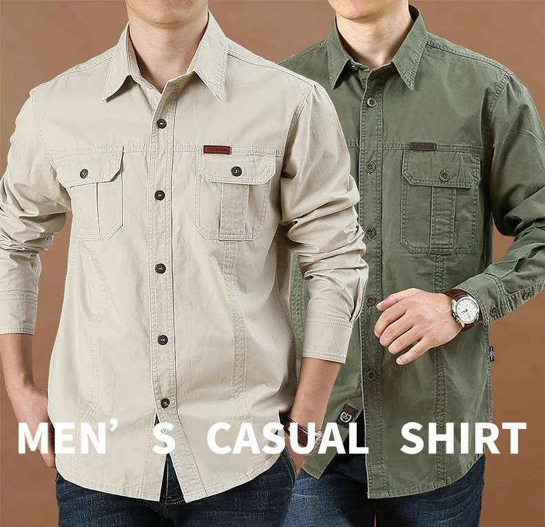 High Quality Custom Men Safari Style Shirts Long Sleeve Plus Size Men's ...