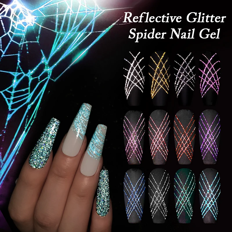 Reflective Glitter Spider Nail Gel