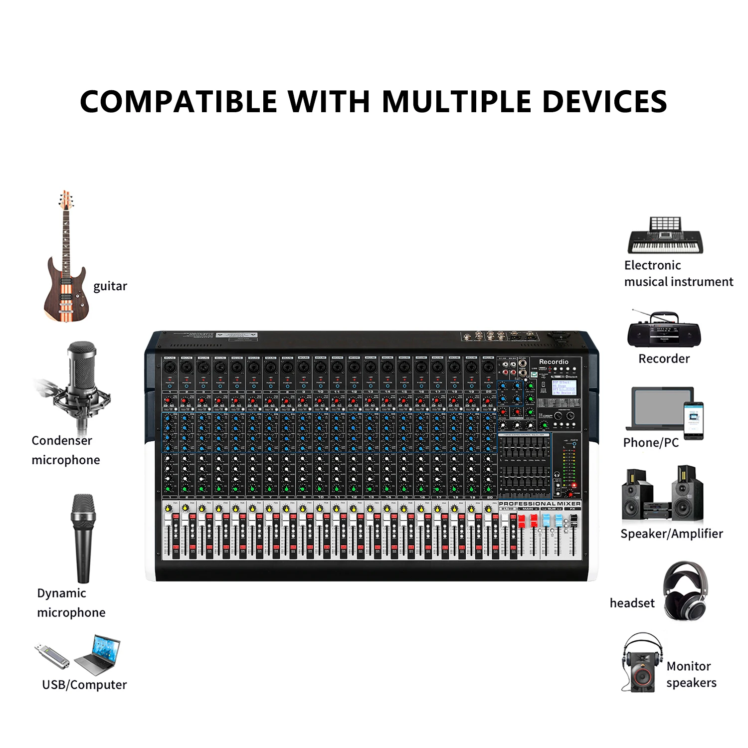GAX-TFS24 24 Channel DJ Sound Audio Mixer with 24DSP Effector