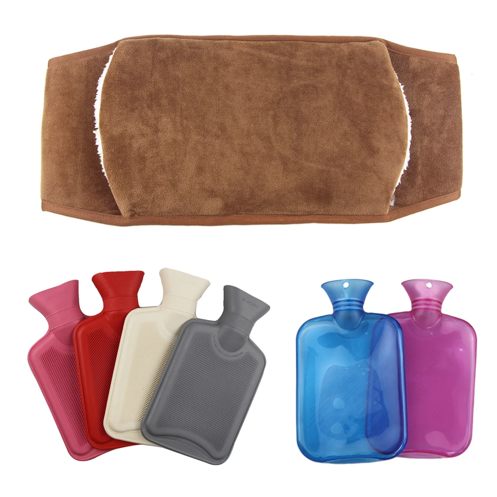 2024 new arrival hot water bottle winter warm 1l rubber pvc hot water bag with plush waist belt cover