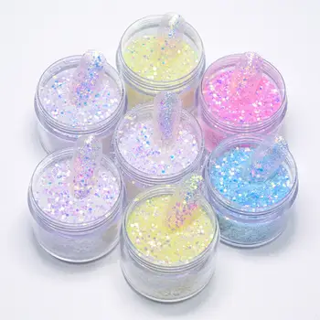10g jar with black lid jar Glitter Powder , Eco-friendly New Color Mix Chunky Glitter in Bag Packaging