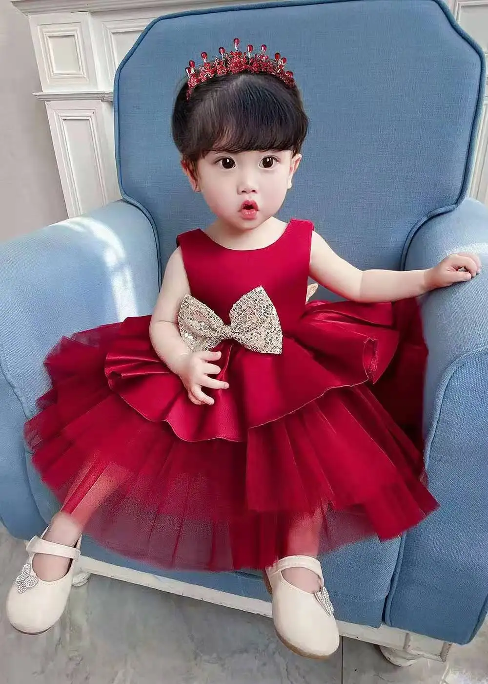 Kids Tulle Party Princess Dress Up Summer One Year Baby Girl Dresses