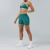 Turquoise camisole bra and turquoise shorts