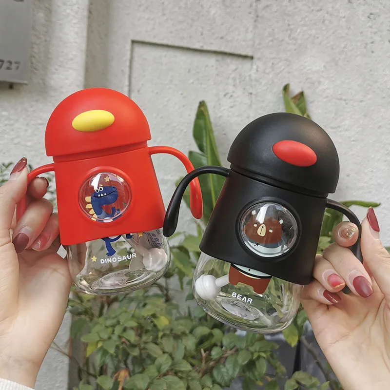 Wholesale 350ml Custom Cartoon Children Bottle Travel Leakage-proof Plastic Bpa Free Kids Drinking Cute Water Bottle with Straw