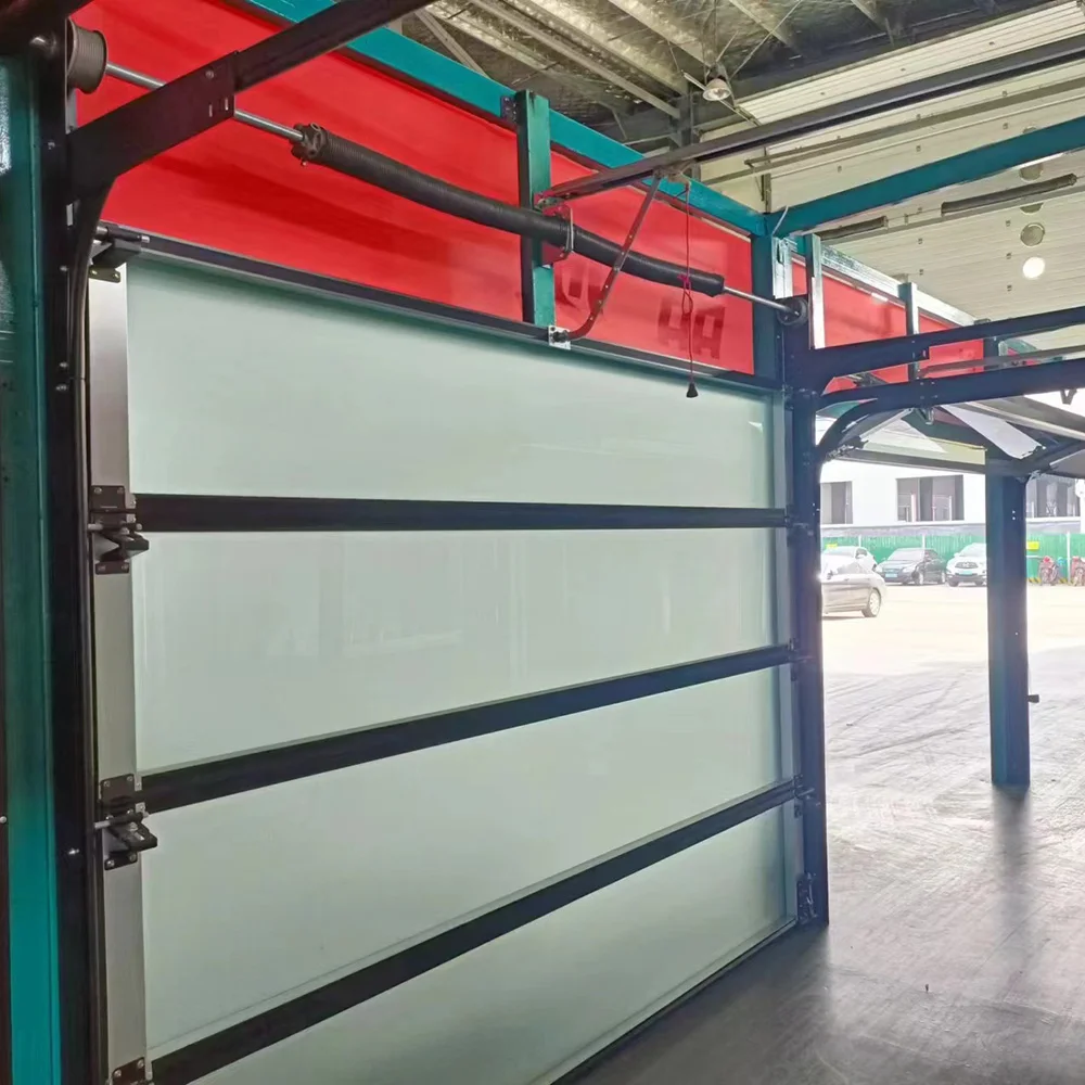 Aluminum full view transparent tempered glass garage door