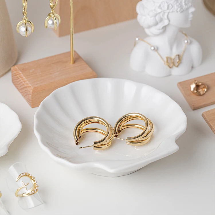 Plate Cute Ring Holder Dish Home Decor Bathroom Shell Ceramic