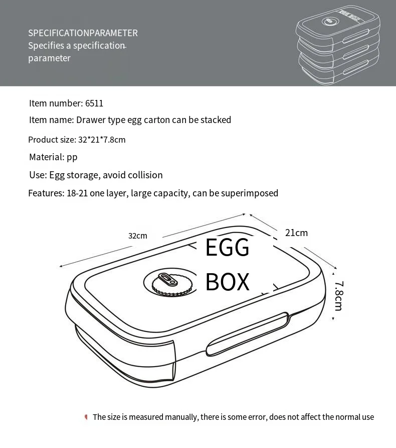 New refrigerator can be stacked drawer type egg box Large capacity egg box with lid and anti-drop rolling egg box supplier