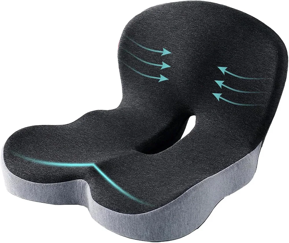 Memory Foam Seat Cushion Office Chair Cushion Sedentary Waist Protector with Posture Correcting Backrest for Children Adults