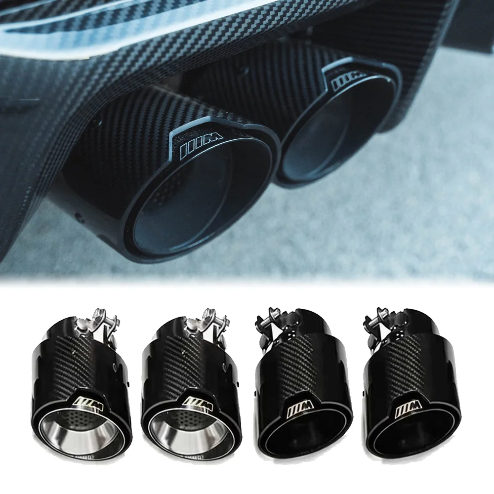 M2 M3 M4 G80 G82 G87 Carbon Fiber Silver/Black Muffler Exhaust Tips Pipe Set for BMW