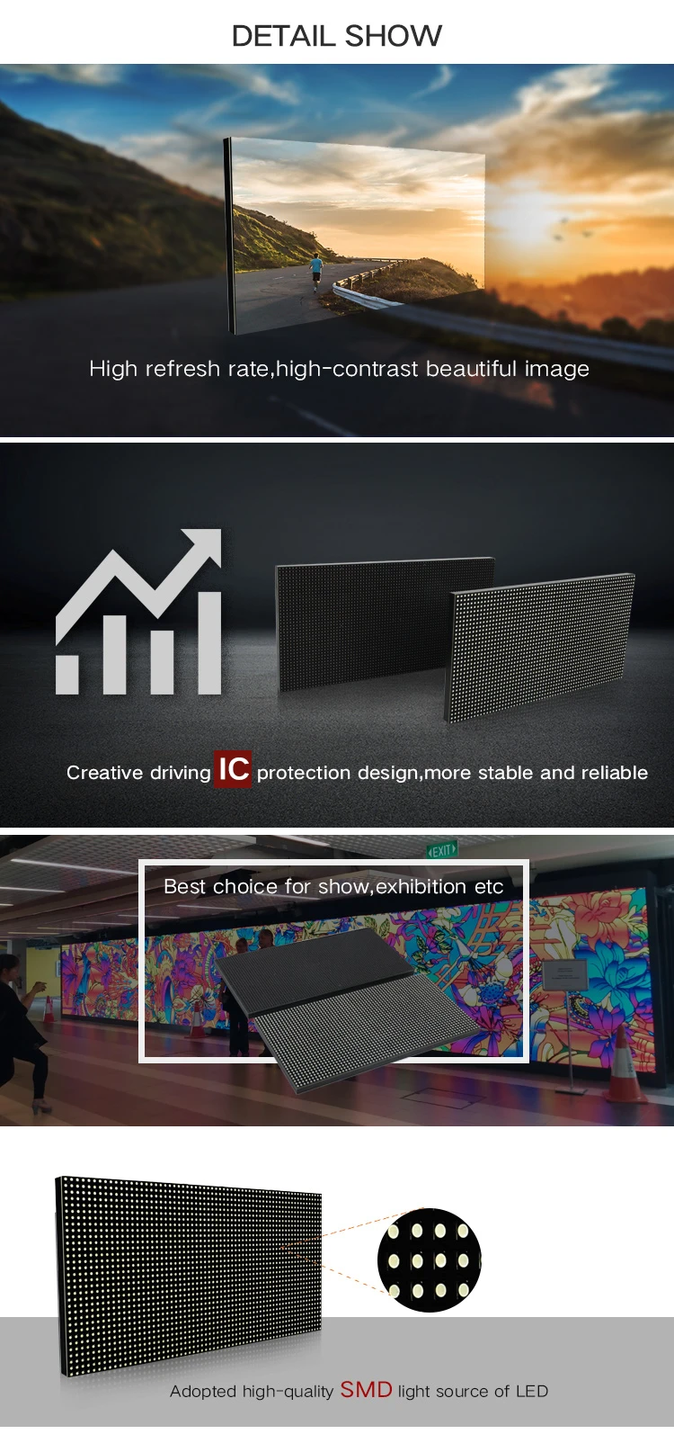 Led Panel Alibaba High Quality and High Resolution Fixed Screen Indoor Full Color P4 4mm ...