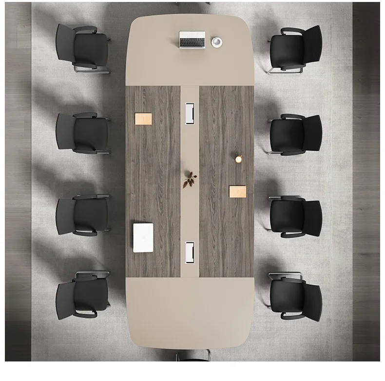 Modern White Wood Conference Table Adjustable Height Long Large Creative Negotiation Office Furniture for Commercial Use