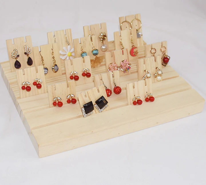 Wholesale Tabletop Ring Organizer Wooded Earing Card Display Holder