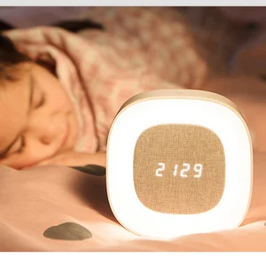 Bedside Digital Alarm Clock with Night Light Factory Direct Fabric Covered Lamp with Clock