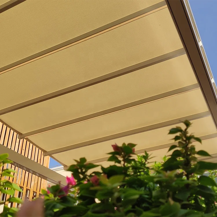 Motorized Waterproof PVC Pergola Roof Patio Canopy Retractable Pergolar With Led