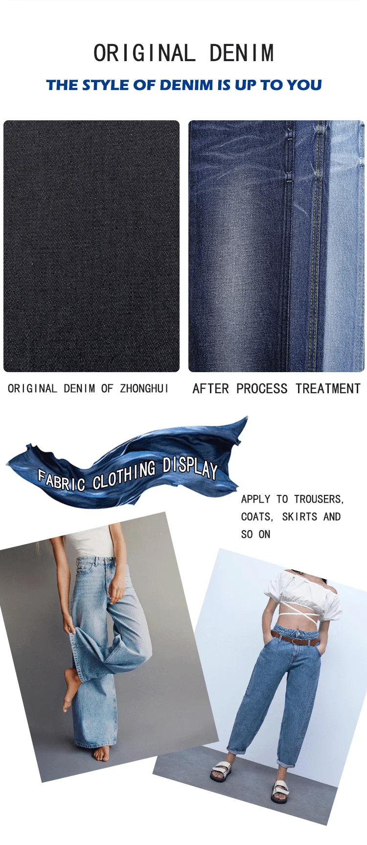 Wholesale 100% Cotton Rigids Denim Fabric For Jeans Men In Fall And ...