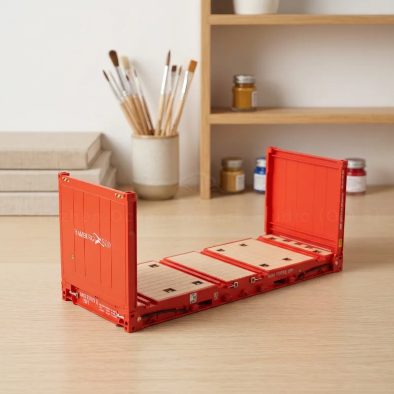 【LAC】O.A.S Container Model Factory Customized Scale1:20 Plastic Crafts Shipping Boxes HAMBURG Flat Rack Container Model