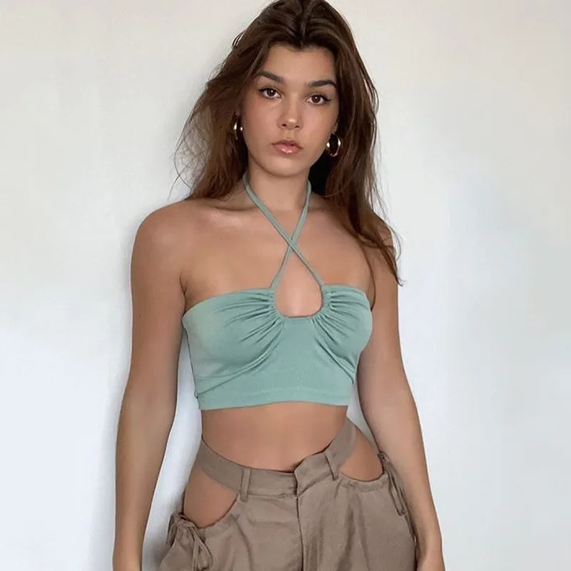 Aoulaydo Canotta Donna In Rete Con Collo Alto E Pizzo | Crop Top Aderente Trasparente | Top Estivo - 6