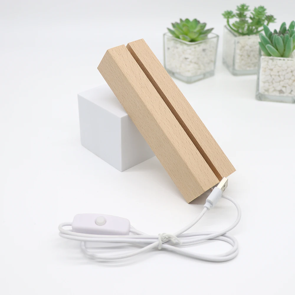 Wholesale Wood Led Night Light Base Wooden 3d Led Lamp Base For 3d
