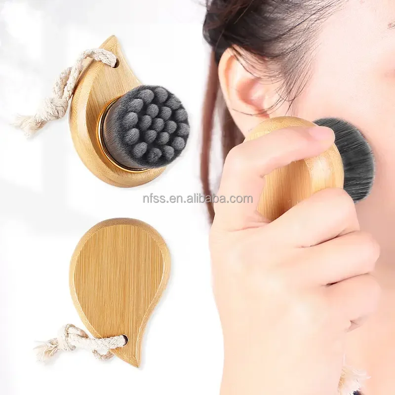  Ft Bamboo Wooden Manual Facial Makeup Soap Cleaner Wash Scrub Massage Cleansing Brushes Cleanser Face Cleaning Brush With Case