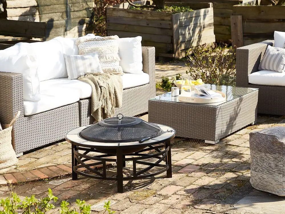 Ceramic Tile Table Top Fire Pit With Bbq Grill And Cooler Buy Table