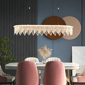 Modern LED Crystal Chandelier Pendant Ceiling Lamp Adjustable Height Living Room Hanging Light Fixture Middle Size