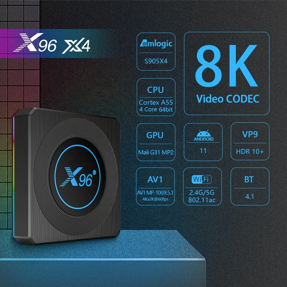 Customizable Logo/Package Quad Core Android TV Box Supports 4K/8K Smart for IPTV for X96 X4 5G Lifetime Free Android 11 Box